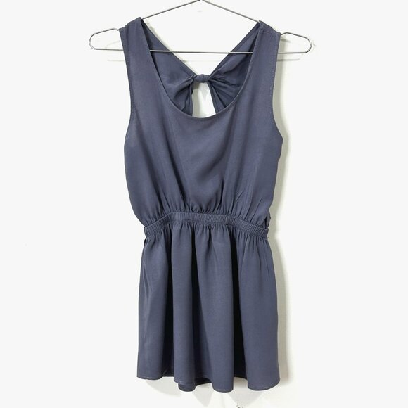 HONEY PUNCH Made in USA Slate Blue Blouson Top Small Sleeveless Keyhole Back - Picture 1 of 9